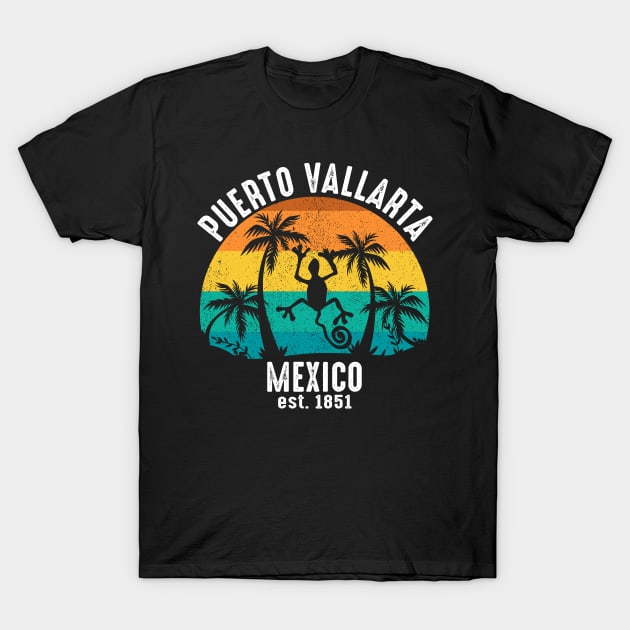 Puerto Vallarta Iguana Beach Palm Trees T-Shirt by FilsonDesigns